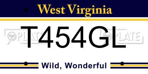 T454GL West Virginia License Plate