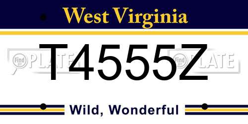 T4555Z West Virginia License Plate
