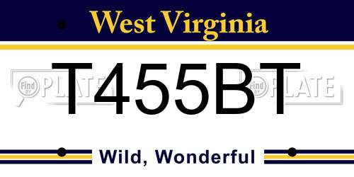 T455BT West Virginia License Plate