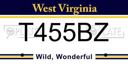 T455BZ West Virginia License Plate