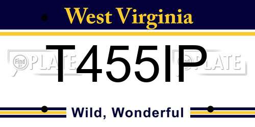 T455IP West Virginia License Plate