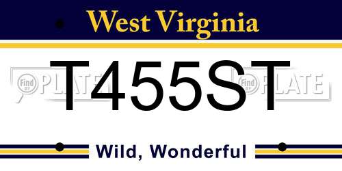 T455ST West Virginia License Plate