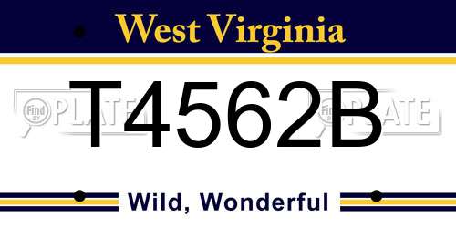 T4562B West Virginia License Plate