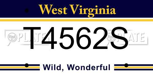 T4562S West Virginia License Plate