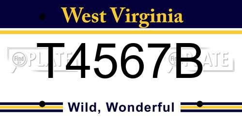 T4567B West Virginia License Plate