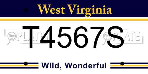 T4567S West Virginia License Plate