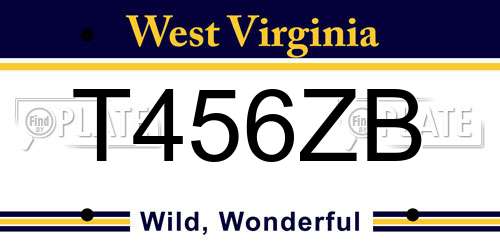 T456ZB West Virginia License Plate