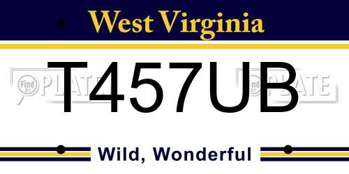 T457UB West Virginia License Plate