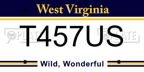 T457US West Virginia License Plate
