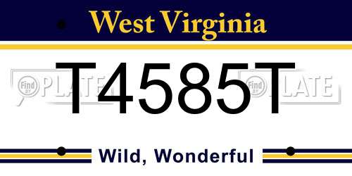 T4585T West Virginia License Plate