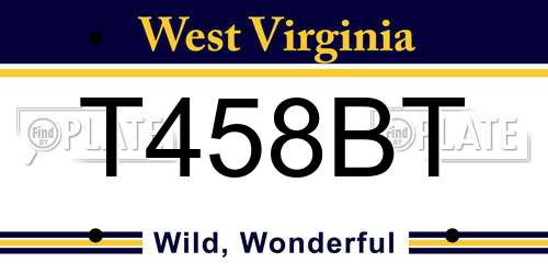 T458BT West Virginia License Plate