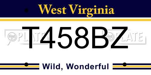 T458BZ West Virginia License Plate