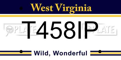 T458IP West Virginia License Plate