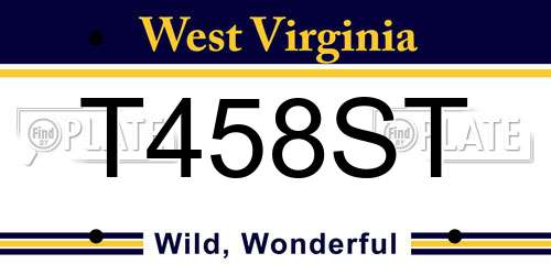 T458ST West Virginia License Plate