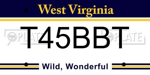 T45BBT West Virginia License Plate