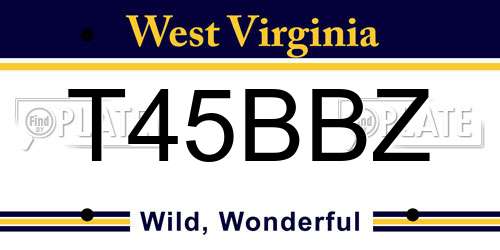 T45BBZ West Virginia License Plate