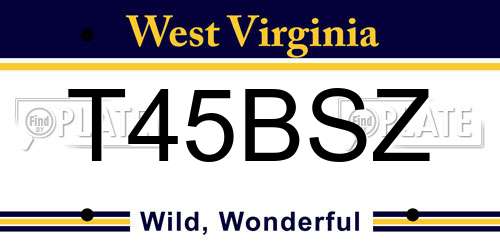 T45BSZ West Virginia License Plate
