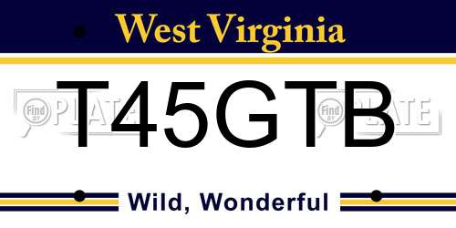 T45GTB West Virginia License Plate