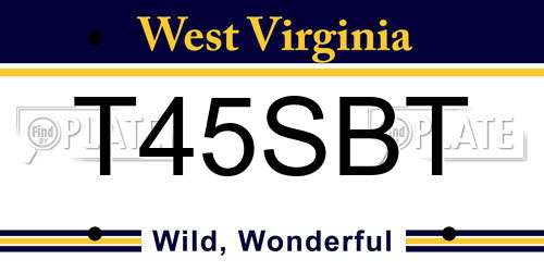 T45SBT West Virginia License Plate