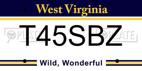 T45SBZ West Virginia License Plate