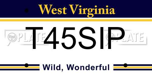 T45SIP West Virginia License Plate