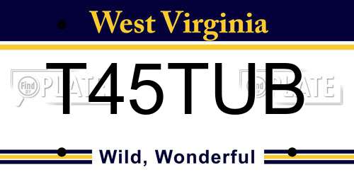 T45TUB West Virginia License Plate