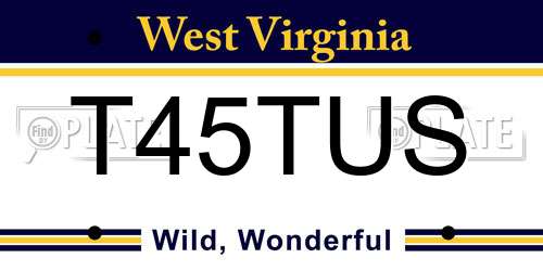 T45TUS West Virginia License Plate