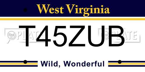 T45ZUB West Virginia License Plate