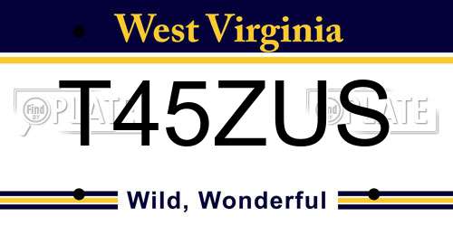 T45ZUS West Virginia License Plate
