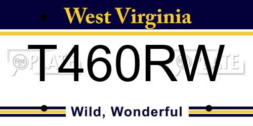 T460RW West Virginia License Plate