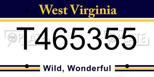 T465355 West Virginia License Plate