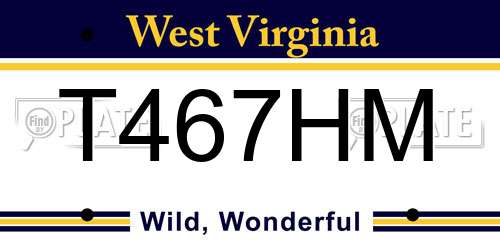 T467HM West Virginia License Plate