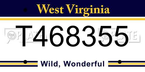 T468355 West Virginia License Plate