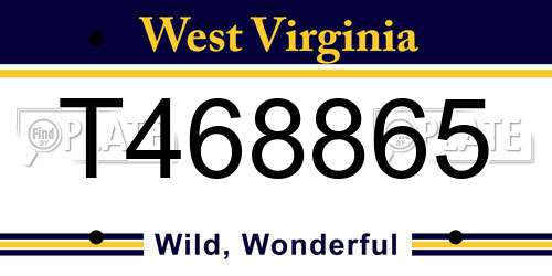 T468865 West Virginia License Plate