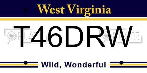 T46DRW West Virginia License Plate