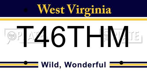 T46THM West Virginia License Plate