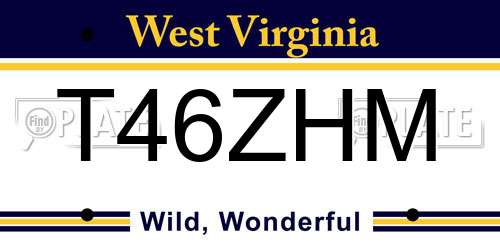 T46ZHM West Virginia License Plate