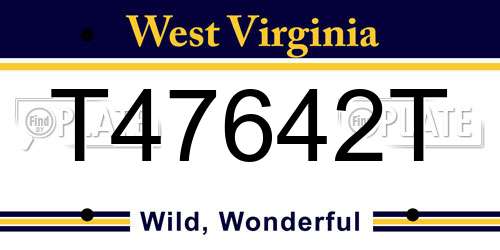 T47642T West Virginia License Plate