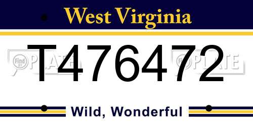 T476472 West Virginia License Plate