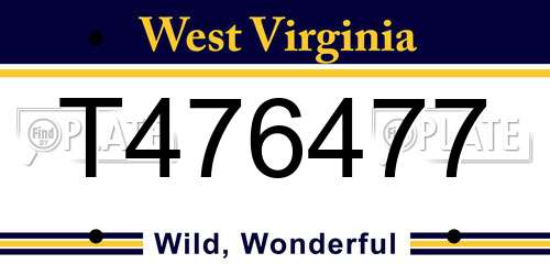 T476477 West Virginia License Plate