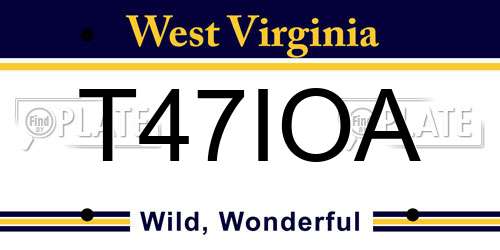 T47IOA West Virginia License Plate
