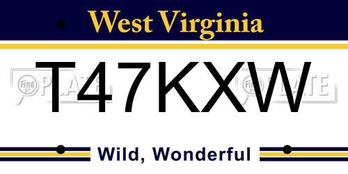 T47KXW West Virginia License Plate