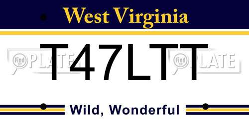 T47LTT West Virginia License Plate