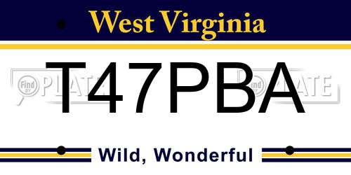 T47PBA West Virginia License Plate