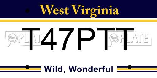 T47PTT West Virginia License Plate