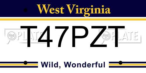 T47PZT West Virginia License Plate