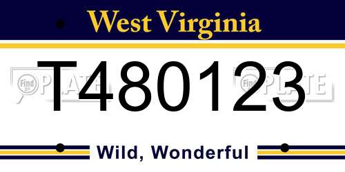 T480123 West Virginia License Plate