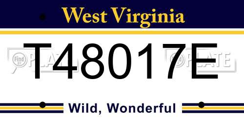 T48017E West Virginia License Plate