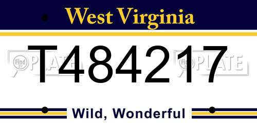 T484217 West Virginia License Plate