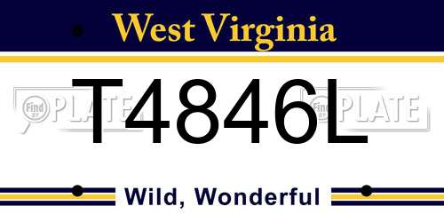 T4846L West Virginia License Plate